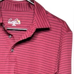 Arnold Palmer Red Black Stripe Polo Shirt Men’s Medium Golf Casual Normcore
